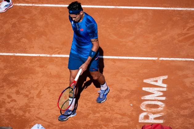 Internazionali BNL D Italia 2024 - Day Seven Alejandro Tabilo of Chile looks on in his match against Novak Djokovic of Serbia during the Men s Singles match on Day Seven of Internazionali BNL D Italia 2024 at Foro Italico on May 12, 2024 in Rome, Italy. Rome Foro Italico Lazio Italy Copyright: xGiuseppexMaffiax IBI_Day7_Djokovic-Tabilo_042
