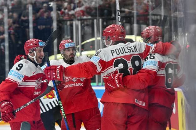 PRAGUE, CZECH REPUBLIC MAY 12 Denmark celebrate after a goal during the preliminary round match between Denmark and Canada at Prague Arena on May 12, 2024 in Prague, Czech Republic Prague Prague Arena Czech Republic Copyright: xJustPictures.ch AndreaxBrancax jp-en-EuSpIm-AB_12052024_AAB_1123