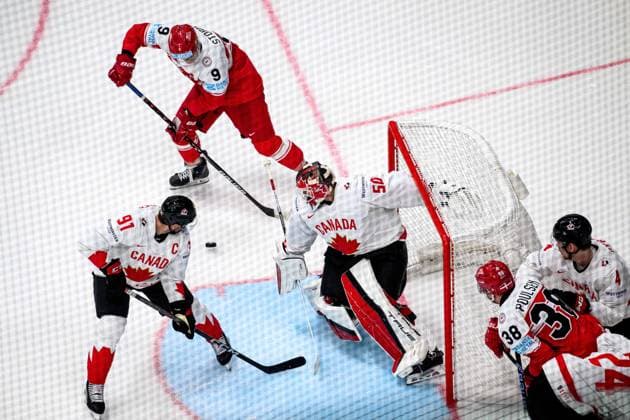 PRAGUE, CZECH REPUBLIC - 12 MAY, 2024: the Ice hockey, Eishockey game of IIHF 2024 World Championship, WM, Weltmeisterschaft Denmark vs. Canada at O2 Arena  Copyright: xVITALIIxKLIUIEVx