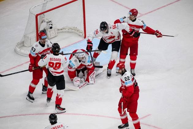 PRAGUE, CZECH REPUBLIC - 12 MAY, 2024: the Ice hockey, Eishockey game of IIHF 2024 World Championship, WM, Weltmeisterschaft Denmark vs. Canada at O2 Arena  Copyright: xVITALIIxKLIUIEVx