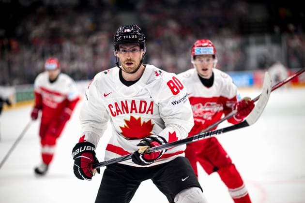 PRAGUE, CZECH REPUBLIC - 12 MAY, 2024: the Ice hockey, Eishockey game of IIHF 2024 World Championship, WM, Weltmeisterschaft Denmark vs. Canada at O2 Arena  Copyright: xVITALIIxKLIUIEVx