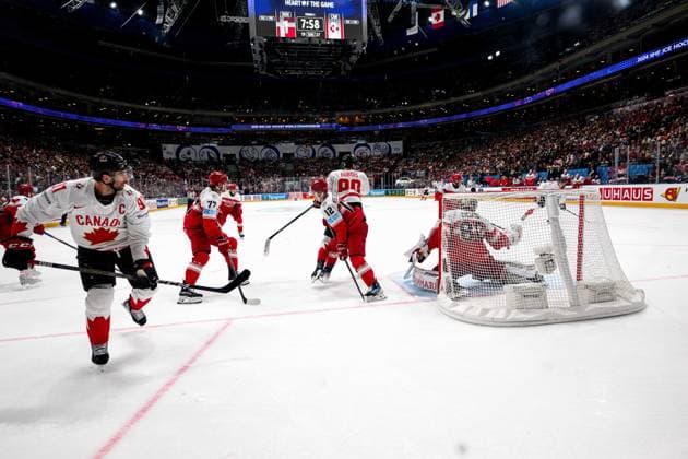 PRAGUE, CZECH REPUBLIC - 12 MAY, 2024: the Ice hockey, Eishockey game of IIHF 2024 World Championship, WM, Weltmeisterschaft Denmark vs. Canada at O2 Arena  Copyright: xVITALIIxKLIUIEVx