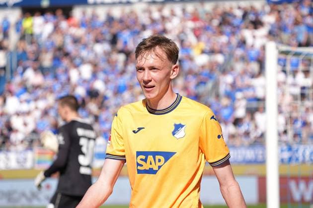 12 05 2024, Merck Stadion am Böllenfalltor, Darmstadt, GER, 1 FBL, SV Darmstadt 98 vs TSG 1899 Hoffenheim , DFL regulations prohibit any use of photographs as image sequences and or quasi video in the picture Maximilian Beier Hoffenheim Defodi 506 20240512 hbr 4136 Defodi-506