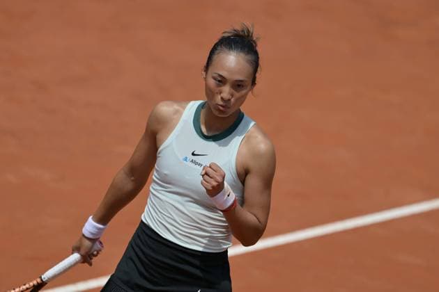 Qinwen Zheng (CHN) during her match against Naomi Osaka (JPN)) at the Italian Open tennis tournament in Rome, Monday, May 13, 2024.(Alfredo Falcone LaPresse)  Copyright: xAlfredoxFalcone LaPressex