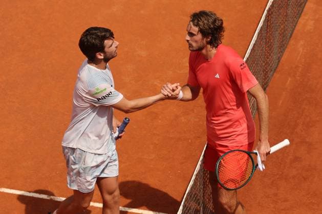 Rome, Italy 13.05.2024: TSITSIPAS (GRE) vs NORRIE (GBR) during Internazionali BNL 2024 MEN™S ATP, Tennis Herren 1000 Open tennis tournament in Rome at CENTER COURT  Copyright: xmarcoxiacobuccix xipa-agency.netx xmarcoxiacobuccix IPA_46014425 IPA_Agency_IPA46014425