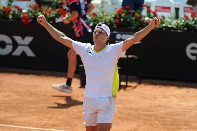 Foto IPP Cavaliere Emiliano. Roma 13 05 2024. Tennis Internazionali d Italia 2024. Nella foto: esulta il francese Alexandre Muller. Italy Photo Press - World Copyright italy ITALY  Copyright: xR4924_italyphotopressx