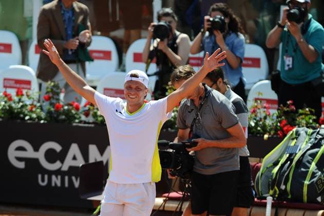 Foto IPP Cavaliere Emiliano. Roma 13 05 2024. Tennis Internazionali d Italia 2024. Nella foto: esulta il francese Alexandre Muller. Italy Photo Press - World Copyright italy ITALY  Copyright: xR4924_italyphotopressx