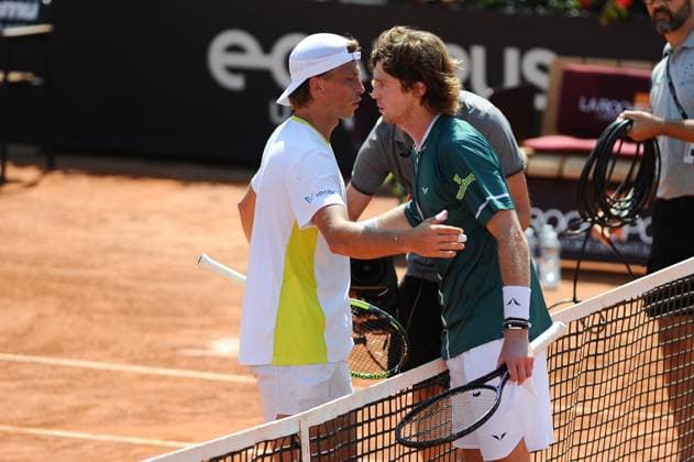 Foto IPP Cavaliere Emiliano. Roma 13 05 2024. Tennis Internazionali d Italia 2024. Nella foto: il francese Alexandre Muller e Andrey Rublev. Italy Photo Press - World Copyright italy ITALY  Copyright: xR4924_italyphotopressx