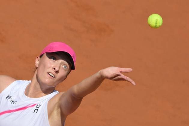 Iga Swiatek (POL) during her match against Angelique Kerber (GER) at the Italian Open tennis tournament in Rome, Monday, May 13, 2024.(Alfredo Falcone LaPresse)  Copyright: xAlfredoxFalcone LaPressex