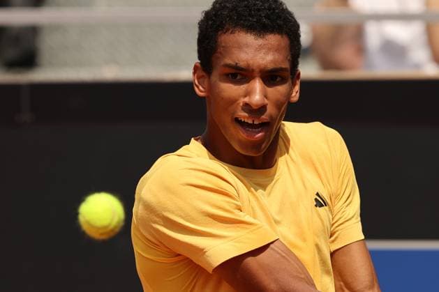 Tennis: ATP, Tennis Herren 1000 Internazionali di Tennis in Rome at Foro Italico. Match F.AUGER-ALIASSIME VS A.DE.MINAUR Rome, Italy 13.05.2024: F.AUGER-ALIASSIME (can) VS A.DE.MINAUR (aus) during Internazionali BNL 2024 Men s Atp 1000 Open tennis tournament in Rome at Grand Stand Arena . Rome foro italico italy italy Copyright: xmarcoxiacobucci
