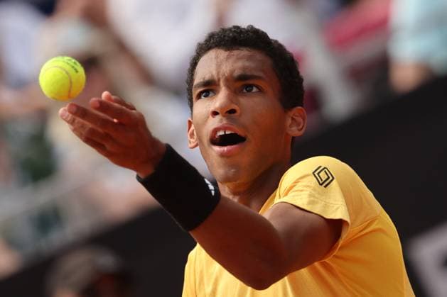 Tennis: ATP, Tennis Herren 1000 Internazionali di Tennis in Rome at Foro Italico. Match F.AUGER-ALIASSIME VS A.DE.MINAUR Rome, Italy 13.05.2024: F.AUGER-ALIASSIME (can) VS A.DE.MINAUR (aus) during Internazionali BNL 2024 Men s Atp 1000 Open tennis tournament in Rome at Grand Stand Arena . Rome foro italico italy italy Copyright: xmarcoxiacobucci