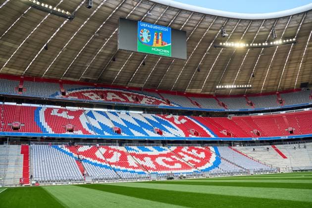 Fußballstadion des FC Bayern München, die Allianz Arena. Eröffnungsspiel der Fußball Europameisterschaft 2024 findet hier statt