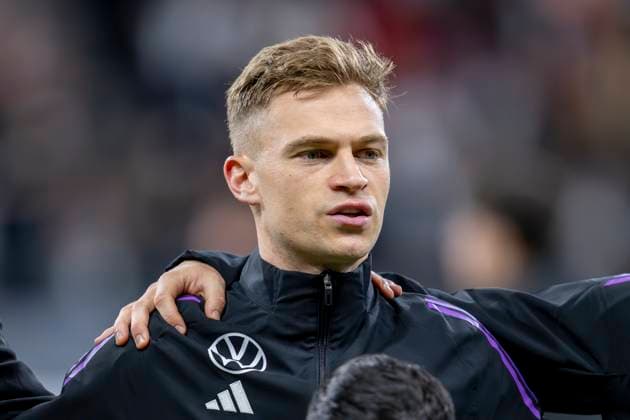 Soccer national team, season 2023 2024, international match Germany Netherlands on 26 03 24 at the Deutsche Bank Park in Frankfurt Hesse Germanys Joshua Kimmich during the national anthem DFB REGULATIONS PROHIBIT ANY USE OF PHOTOGRAPHS AS IMAGE SEQUENCES AND OR QUASI VIDEO Copyright: xKirchner DavidxInderliedx