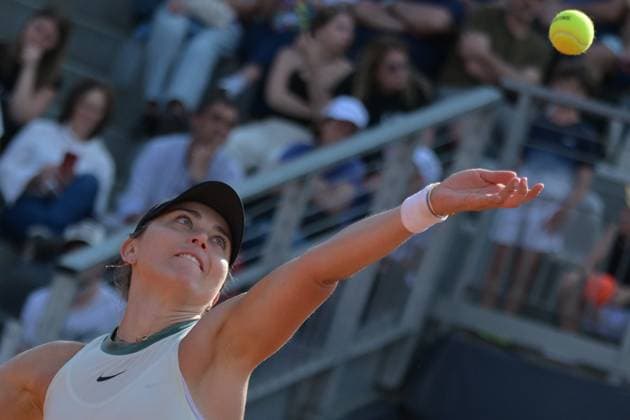 Paula Badosa (ESP) during her match against Coco Gauff (USA) at the Italian Open tennis tournament in Rome, Monday, May 13, 2024.(Alfredo Falcone LaPresse)  Copyright: xAlfredoxFalcone LaPressex