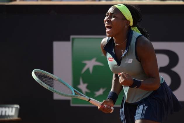 Coco Gauff (USA) during her match against Paula Badosa (ESP) at the Italian Open tennis tournament in Rome, Monday, May 13, 2024.(Alfredo Falcone LaPresse)  Copyright: xAlfredoxFalcone LaPressex