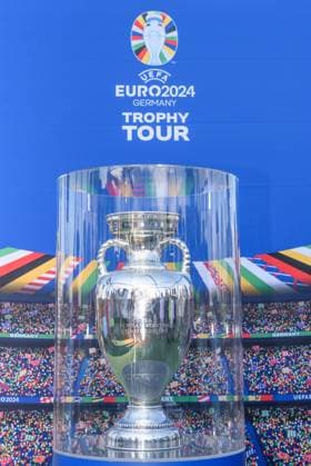 The European Championship, EM, Europameisterschaft tropy on display during UEFA EURO, EM, Europameisterschaft,Fussball 24 Trophy Tour at Bellevue di Monaco, Munich, Germany. (Sven Beyrich SPP)  Copyright: xSvenxBeyrich SPPx spp-en-SvBe-20240513-D75_3647