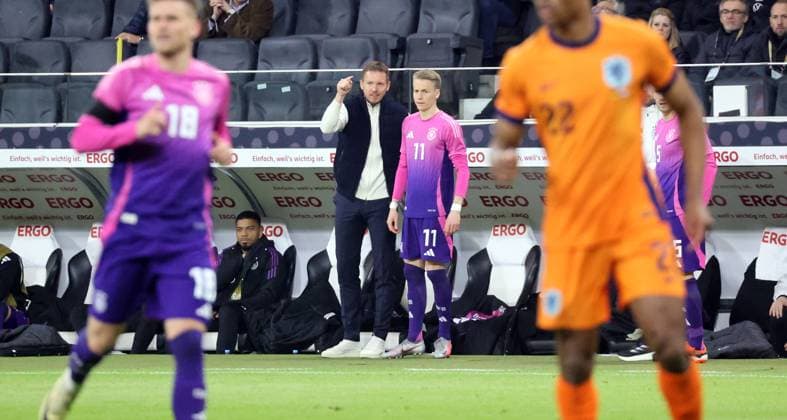26 03 24 Germany Netherlands Germany, Frankfurt, 26 03 2024, Football, FIFA, Friendly match, DFB Germany Netherlands v l Julian Nagelsmann Coach Germany , Chris Führich Germany