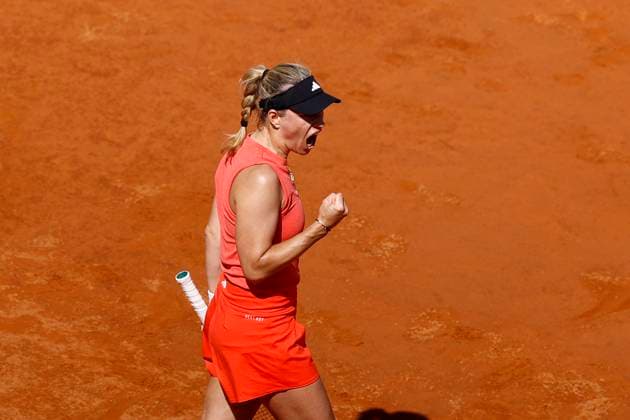 Angelique Kerber (GER) celebrates, Tennis WTA, Tennis Damen Internazionali BNL d Italia - Round of 32, Swiatek vs Kerber, Foro Italico, May 13, 2024, Rome, Italy.