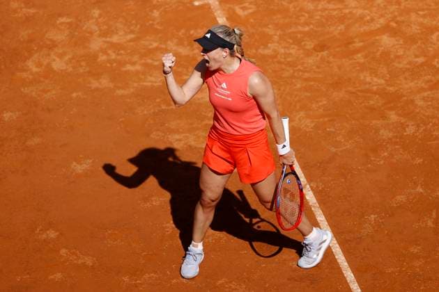 Angelique Kerber (GER) celebrates, Tennis WTA, Tennis Damen Internazionali BNL d Italia - Round of 32, Swiatek vs Kerber, Foro Italico, May 13, 2024, Rome, Italy.