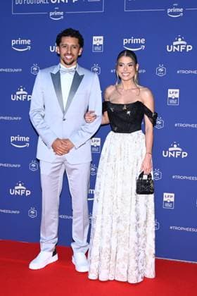 Marquinhos ( PSG ) and his wife attend the UNFP Trophy Awards 2024 at Pavillon d Armenonville on May 13, 2024 in Paris, France. ( Photo by federico pestellini panoramic ) - FOOTBALL : Tapis rouge des Trophees UNFP - Paris - 13 05 2024 FedericoPestellini Panoramic 