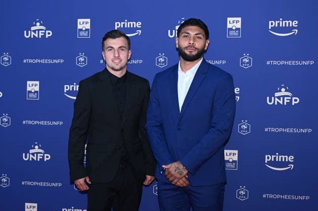 Sacha Delaye and Dimitry Bertaud attend the UNFP Trophy Awards 2024 at Pavillon d Armenonville on May 13, 2024 in Paris, France. ( Photo by federico pestellini panoramic ) - FOOTBALL : Tapis rouge des Trophees UNFP - Paris - 13 05 2024 FedericoPestellini Panoramic 
