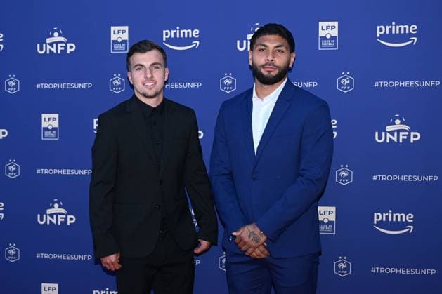 Sacha Delaye and Dimitry Bertaud attend the UNFP Trophy Awards 2024 at Pavillon d Armenonville on May 13, 2024 in Paris, France. ( Photo by federico pestellini panoramic ) - FOOTBALL : Tapis rouge des Trophees UNFP - Paris - 13 05 2024 FedericoPestellini Panoramic 