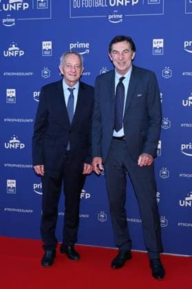 Jean Francois DOMERGUE and Maxime BOSSIS attend the UNFP Trophy Awards 2024 at Pavillon d Armenonville on May 13, 2024 in Paris, France. ( Photo by federico pestellini panoramic ) - FOOTBALL : Tapis rouge des Trophees UNFP - Paris - 13 05 2024 FedericoPestellini Panoramic 