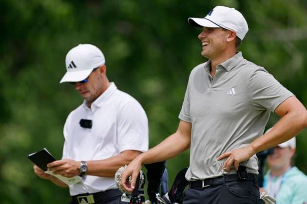 LOUISVILLE, KY - MAY 13: Ludvig Aberg (SWE) looks on during a practice round prior to the 2024 PGA, Golf Herren Championship on May 13, 2024, at Valhalla Golf Club in Louisville, Kentucky. (Photo by Joe Robbins Icon Sportswire) GOLF: MAY 13 PGA Championship - Practice Round EDITORIAL USE ONLY Icon573240513046