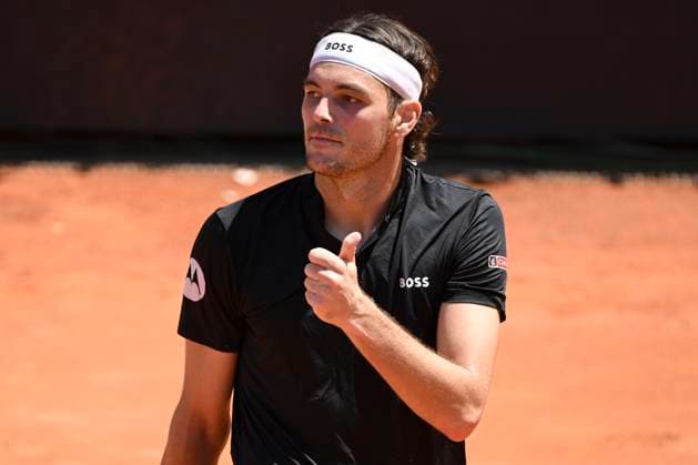 Taylor Fritz of United States of America reacts during the match against Grigor Dimitrov of Bulgaria at the Internazionali BNL d Italia 2024 tennis tournament at Foro Italico in Rome, Italy on May 14, 2024. antoniettaxbaldassarre