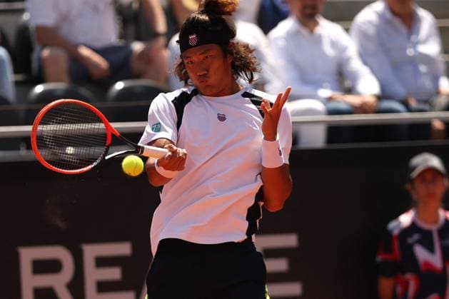 International Tennis match - Internazionali BNL d Italia Rome, Italy 14.05.2024: ZHIZHEN ZHANG (CHN) VS THIAGO MONTEIRO (BRA) during Internazionali BNL 2024 Men s ATP, Tennis Herren 1000 Open tennis tournament in Rome at Grand Stand Arena . Rome Italy  Copyright: xIPAxSport ABACAx