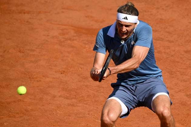 Alexander Zverev of Germany in action during the match against Nuno Borges of Portugal at the Internazionali BNL d Italia 2024 tennis tournament at Foro Italico in Rome, Italy on May 14, 2024. Alexander Zverev defeated Nuno Borges 6-2, 7-5. antoniettaxbaldassarre