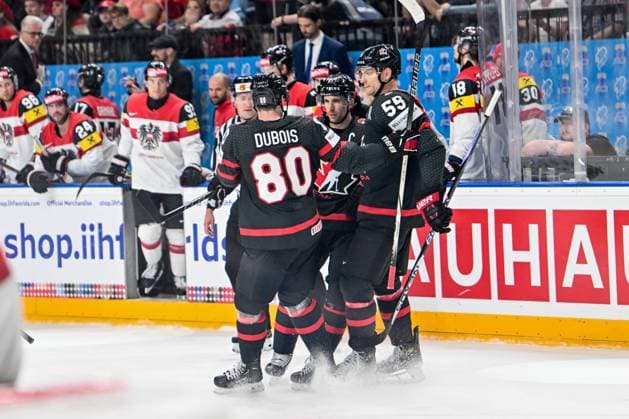 PRAGUE, CZECH REPUBLIC MAY 14 John Tavares of Canada celebrate after scoring a goal during the preliminary round match between Canada and Austria at Prague Arena on May 14, 2024 in Prague, Czech Republic Prague Czech Republic Copyright: xJustPictures.ch AndreaxBrancax jp-en-EuSpIm-AB_14052024_AAB_0211
