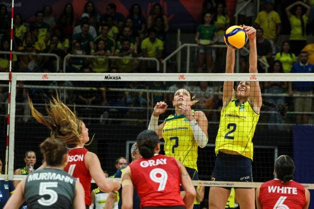 Brasil x Canadá Pela Liga das Nações no RJ RIO DE JANEIRO, RJ - 14.05.2024: BRASIL X CANADÁ PELA LIGA DAS NAÇÕES NO RJ - The Brazilian Women& 39;s Volleyball team faces the Canadian team, this Tuesday (14) at the Maracanãzinho gym in Rio de Janeiro, in the debut match in the Volleyball Nations League. (Photo: Lorando Labbe Fotoarena) x2538008x  LorandoxLabbe