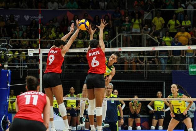 Brasil x Canadá Pela Liga das Nações no RJ RIO DE JANEIRO, RJ - 14.05.2024: BRASIL X CANADÁ PELA LIGA DAS NAÇÕES NO RJ - The Brazilian Women& 39;s Volleyball team faces the Canadian team, this Tuesday (14) at the Maracanãzinho gym in Rio de Janeiro, in the debut match in the Volleyball Nations League. (Photo: Lorando Labbe Fotoarena) x2538013x  LorandoxLabbe