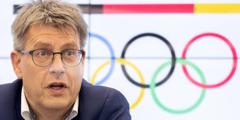 Joint press conference by the DFB, DOSB and DFL Thomas Weikert President of the German Olympic Sports Confederation speaks during the press conference Press conference United against online hate on May 13, 2024 in Frankfurt am Main , Frankfurt am Main Hesse Germany DFB Campus
