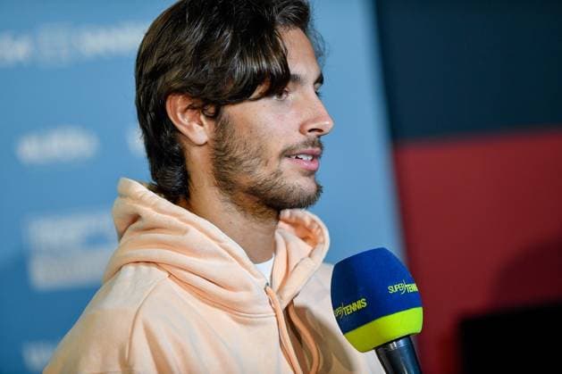 Italy, Turin 14 05 2024 Sporting Press Club (Turin). Challenger 175 Piemonte Open Intesa Sanpaolo Tournament Qualifications Lorenzo Musetti of Italy interviewed during the Challenger 175 Piemonte Open Intesa Sanpaolo Tournament  Copyright: xTonelloxAbozzi IPAxSportx xipa-ax xx IPA_46082282 IPA_Agency_IPA46082282