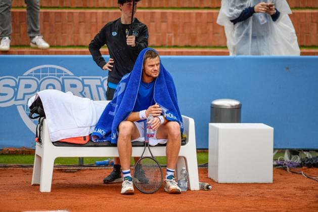 International Tennis match - 2024 Piemonte Open Intesa San Paolo Italy, Turin 14 05 2024 Sporting Press Club (Turin). Challenger 175 Piemonte Open Intesa Sanpaolo Tournament Qualifications German derby Yannick Hanfmann- Maximilia Marterer (suspended at 6-4 0-1) during the Challenger 175 Piemonte Open Intesa Sanpaolo Tournament Turin Italy  Copyright: xIPAxSport ABACAx