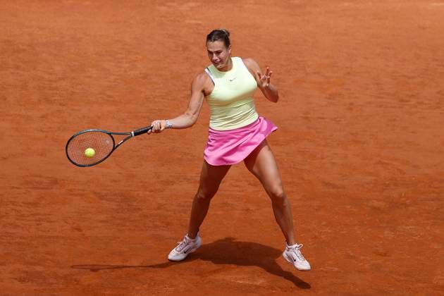 Aryna Sabalenka (RUS) in action, Tennis WTA, Tennis Damen Internazionali BNL d Italia - Quarter finals, Swiatek vs Keys, Foro Italico, May 15, 2024, Rome, Italy.
