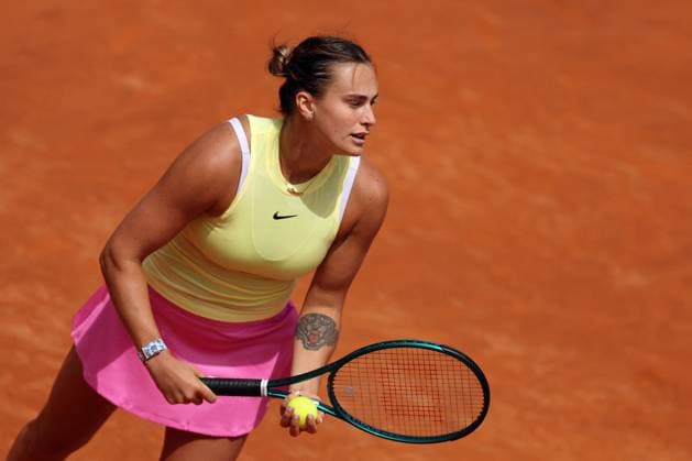 International Tennis match - Internazionali BNL d Italia Rome, Italy 15.05.2024: Aryna Sabalenka VS Jelena Ostapenko (LAT) during Internazionali BNL 2024 women s WTA1000 Open tennis tournament in Rome at Grand Stand Arena . Rome Italy  Copyright: xIPAxSport ABACAx