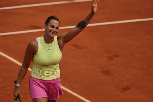 International Tennis match - Internazionali BNL d Italia Rome, Italy 15.05.2024: Aryna Sabalenka VS Jelena Ostapenko (LAT) during Internazionali BNL 2024 women s WTA1000 Open tennis tournament in Rome at Grand Stand Arena . Rome Italy  Copyright: xIPAxSport ABACAx