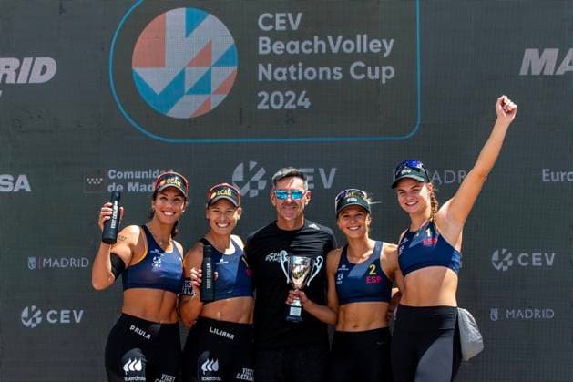 May 15, 2024, Madrid, Madrid, Spain: Spain champions of the CEV BeachVolley NATIONS CUP 2024.LILIANA FERNoÂNDEZ STEINER (ESP).PAULA SORIA GUTIo°RREZ (ESP).DANIELA oÂLVAREZ MENDOZA (ESP).TANIA MORENO MATVEEVA (ESP) Madrid Spain - ZUMAc312 20240515_zsp_c312_007 Copyright: xOscarxManuelxSanchezx