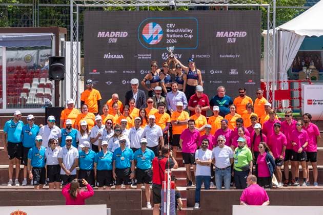 May 15, 2024, Madrid, Madrid, Spain: Spain champions of the CEV BeachVolley NATIONS CUP 2024.LILIANA FERNoÂNDEZ STEINER (ESP).PAULA SORIA GUTIo°RREZ (ESP).DANIELA oÂLVAREZ MENDOZA (ESP).TANIA MORENO MATVEEVA (ESP).Team participating in the development of the tournament. Madrid Spain - ZUMAc312 20240515_zsp_c312_008 Copyright: xOscarxManuelxSanchezx