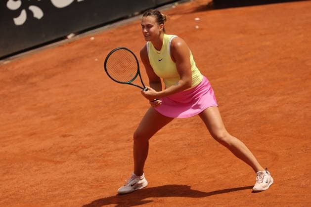 International Tennis match - Internazionali BNL d Italia Rome, Italy 15.05.2024: Aryna Sabalenka VS Jelena Ostapenko (LAT) during Internazionali BNL 2024 women s WTA1000 Open tennis tournament in Rome at Grand Stand Arena . Rome Italy  Copyright: xIPAxSport ABACAx