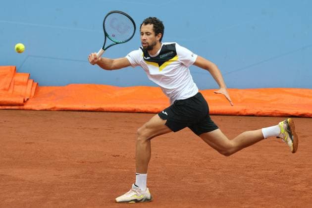 International Tennis match - 2024 Piemonte Open Intesa San Paolo Daniel Elahi Galan (Colombia) during the match againts Francesco Passaro (Italy) during 2024 Piemonte Open Intesa San Paolo, International Tennis match in Turin, Italy, May 15 2024 Turin Italy  Copyright: xIPAxSport ABACAx