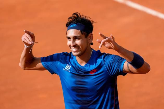 Internazionali BNL D Italia 2024 - Day Ten Aleandro Tabilo celebrates victory during the Men™s Singles quarter-final match between Alejandro Tabilo and Zhizhen Zhang on Day Ten of Internazionali BNL D Italia 2024 at Foro Italico on May 15, 2024 in Rome, Italy. Rome Foro Italico Lazio Italy Copyright: xGiuseppexMaffiax DayTen-Tabilo-Zhang_150524_DSC7189
