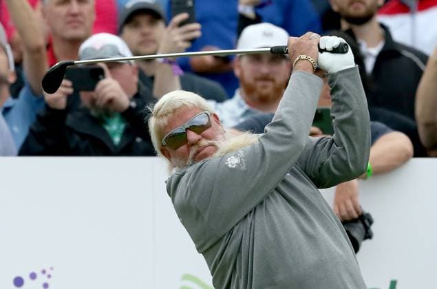 John Daly tees off on the thirteenth hole during the third practice day for the 2024 PGA, Golf Herren Championship at Valhalla Golf Course on Wednesday, May 15, 2024 in Louisville, Kentucky.  KYP20240515023 JOHNxSOMMERSxII