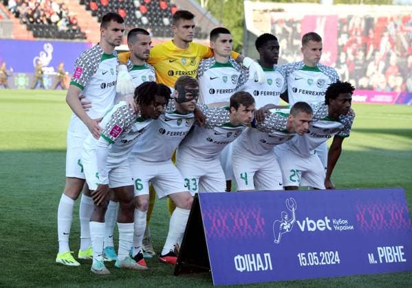 RIVNE, UKRAINE - MAY 15, 2024 - Players of FC Vorskla Poltava pose for a photo before the 2023 24 Ukrainian Cup final match against FC Shakhtar Donetsk at the Avanhard Stadium, Rivne, western Ukraine. The Orange-and-Blacks claimed a 2-1 win over their rivals from Poltava and took home the Ukrainian Cup for the 14th time. On May 11, the Miners won the 2023 24 Ukrainian Premier League title early by beating FC Dynamo Kyiv 1-0 in Lviv. Thus, the Donetsk team achieved a golden double for the 2023 24 season and became the most decorated club since Ukraine?s independence with 39 trophies. Shakhtar Donetsk win Ukrainian Cup for 14th time  Copyright: xPavlo_Bagmutx