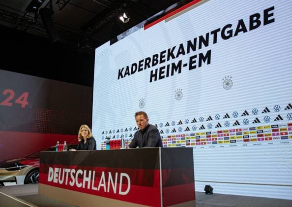 16 05 2024, xlakx, Fußball DFB Medientermine, DFB Pressekonferenz Kaderbekanngabe EM 2024 emspor, v l PK Bundestrainer Julian Nagelsmann DFL DFB REGULATIONS PROHIBIT ANY USE OF PHOTOGRAPHS as IMAGE SEQUENCES and or QUASI VIDEO Daniel Lakomski Jan Huebner Berlin