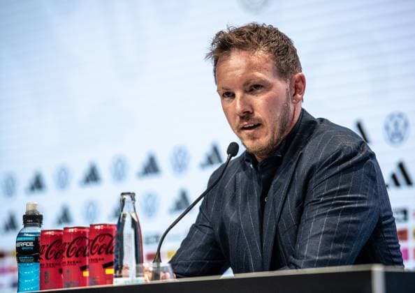 16 05 2024, xlakx, Fußball DFB Medientermine, DFB Pressekonferenz Kaderbekanngabe EM 2024 emspor, v l PK Bundestrainer Julian Nagelsmann DFL DFB REGULATIONS PROHIBIT ANY USE OF PHOTOGRAPHS as IMAGE SEQUENCES and or QUASI VIDEO Daniel Lakomski Jan Huebner Berlin
