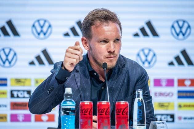 Press conference German national team Berlin, 16 05 2024 Julian Nagelsmann Coach Germany Thumbs up Press conference German national team, DRIVE Volkswagen Group Forum, Berlin 16 05 2024 Copyright: xBEAUTIFULxSPORTS LucianoxLimax